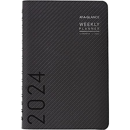 2024 AT-A-GLANCE® Contemporary Weekly/Monthly Planner, 5" x 8", Charcoal, January To December 2024, 70100X45