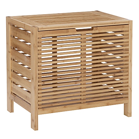 Linon Bamboo Hamper, 20-1/2"H x 21-3/4"W x 15-1/4"D, Natural
