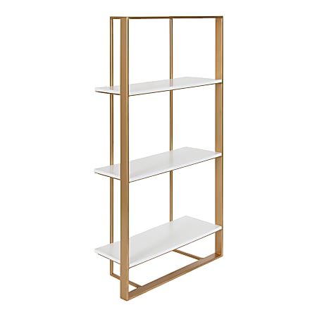 Kate And Laurel Kercheval Wall Shelf, 31-1/2”H x 15-1/14”W x 6”D, White/Gold