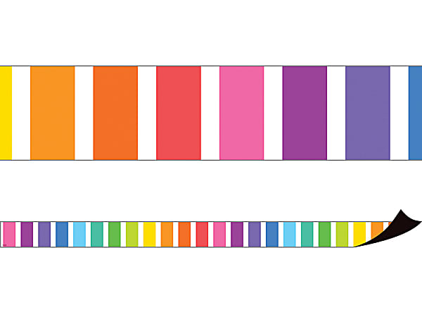 Teacher Created Resources Magnetic Border, 1-1/2" x 24", Colorful Stripes, Pack Of 12 Pieces