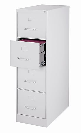 Workpro 26 12 D Vertical 4 Drawer Letter Size File Cabinet Light Gray Office Depot