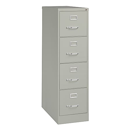 WorkPro® 26-1/2"D Vertical 4-Drawer Letter-Size File Cabinet, Light Gray