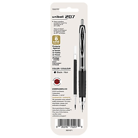 uni ball 207 Retractable Gel Pen Refills Medium Point mm Black