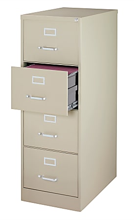 WorkPro® 26-1/2"D Vertical 4-Drawer Legal-Size File Cabinet, Metal, Putty
