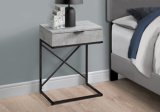 Monarch Specialties Accent End Table Rectangular Gray CementBlack ...
