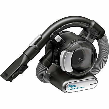 Black+Decker 20V MAX* Lithium Flex Vac with Floor Head + Pet Hair Brush - 25 W Air Watts - 17 fl oz - 48" Hose Length - Battery - Battery Rechargeable - 20 V DC - Black, Gray