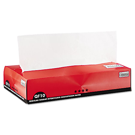 Bagcraft QF10 Interfolded Dry Wax Paper 10 x 10 14 White 500 Sheets Per Box  Carton Of 12 Boxes - Office Depot
