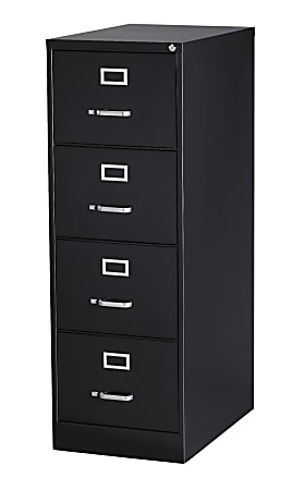 WorkPro® 26-1/2"D Vertical 4-Drawer Legal-Size File Cabinet, Metal, Black