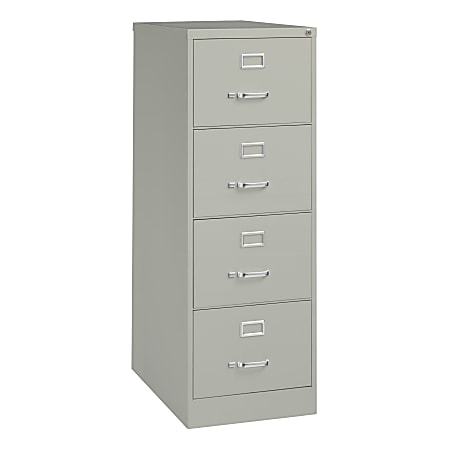 WorkPro® 26-1/2"D Vertical 4-Drawer Legal-Size File Cabinet, Light Gray