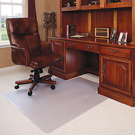 Deflecto® Execumat Heavy-Duty Vinyl Chairmat For High-Pile Carpets, Standard Lip, 45"W x 53"D, Clear
