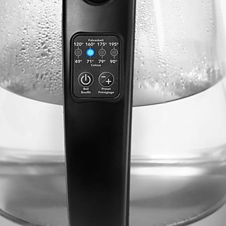 1500W 1.7 Liter One-Touch Electric Kettle Adjustable Temperature Settings  Black