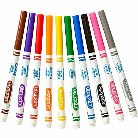 Crayola Ultra Clean Washable Color Markers Fine Line Assorted Colors Pack Of 200 Office Depot