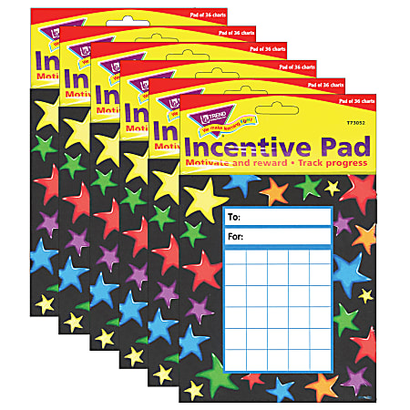 Trend Gel Stars Incentive Pads, Assorted Colors, 36
