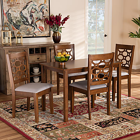 Baxton Studio Henry 5 Piece Dining Set 29 18 H x 43 516 W x 27 916 D GrayWalnut Office Depot