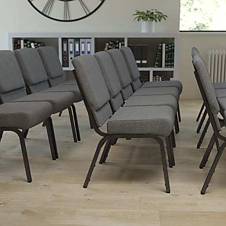 Flash Furniture HERCULES 21"W Stacking Church Chair, Gray/Silvervein