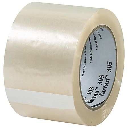 3M Tartan™ 305 Carton Sealing Tape, 3" Core, 3" x 110 Yd., Clear, Case Of 6