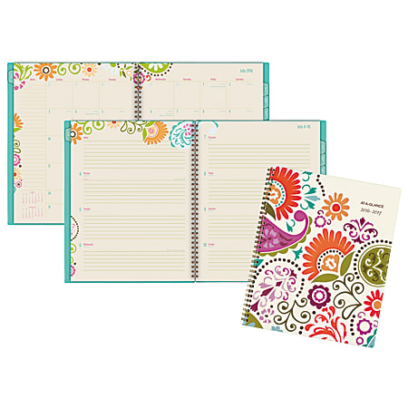 AT-A-GLANCE® Fashion Academic Weekly/Monthly Planner, 9" x 12", Garden Party, July 2016-June 2017