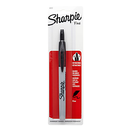 Sharpie® Retractable Permanent Marker, Fine Point, Black