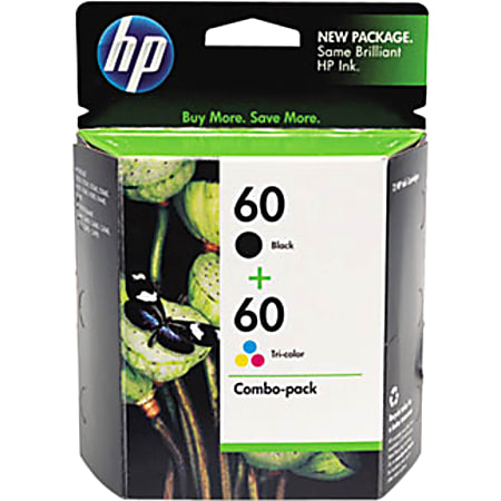 HP 60 Black And Tri-Color Ink Cartridges, Pack Of 2, CD947FN