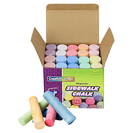 Chenille Kraft Sidewalk Chalk, Assorted Colors, Box Of 20