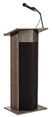 Oklahoma Sound Power Plus Lectern, With Wireless Handheld Mic, 46”H x 22”W x 17”D, Ribbonwood