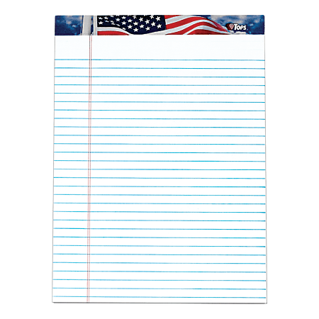TOPS® Perforated American Pride Writing Pads, 8 1/2" x 11 3/4", Legal Ruled, 50 Sheets, White, Pack Of 3 Pads