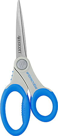Westcott® Soft Handle Scissors With Anti-Microbial Product Protection, 8", Pointed, Blue