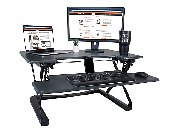 Victor® High Rise™ DCX760 Height-Adjustable Standing Desk Riser, 36", Gray/Black