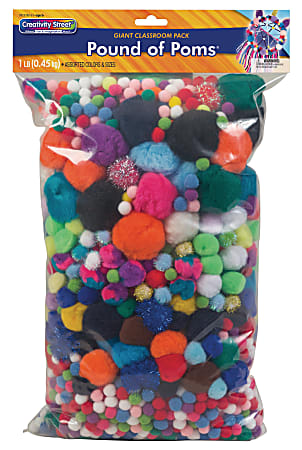 Chenille Kraft Pom-Poms, Assorted Sizes, Assorted Colors, Box Of 1,000