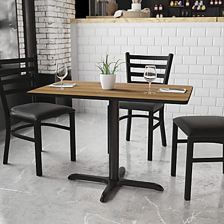 Flash Furniture Laminate Rectangular Table Top With Table-Height Base, 31-1/8"H x 24"W x 42"D, Walnut/Black