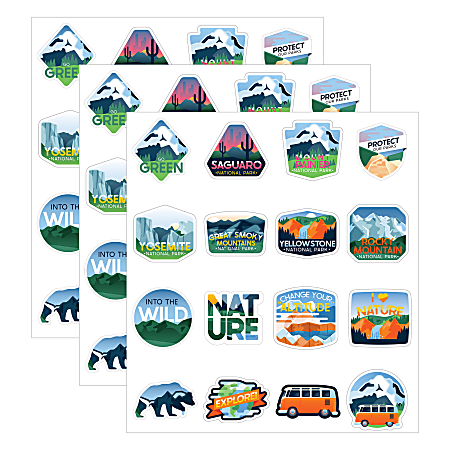 Carson Dellosa Education Vinyl Stickers, Medium, Adventure, 100 Stickers Per Pack, Bundle Of 3 Packs