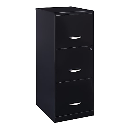Realspace 18"D 3-Drawer Vertical Letter-Size File Cabinet, Black
