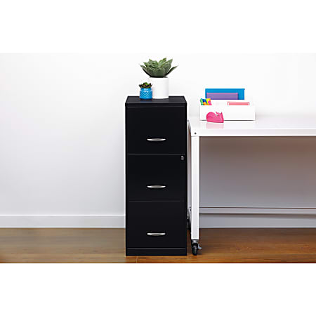 Realspace 18 D 3 Drawer Vertical Letter Size File Cabinet Black