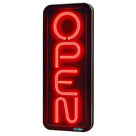 Newon LED Lighted Sign, "Open", Vertical, 23 5/8"H x 9 3/4"W x 1 5/8"D