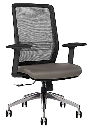 Sinfonia Sing Ergonomic Mesh/Fabric Mid-Back Task Chair With Antimicrobial Protection, Adjustable Height Arms, Black/Gray/Black