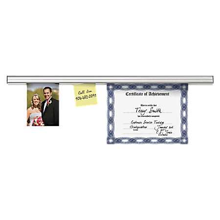 Advantus Grip-A-Strip Display Rail, 1 1/2" x 12", Platinum Satin Finish