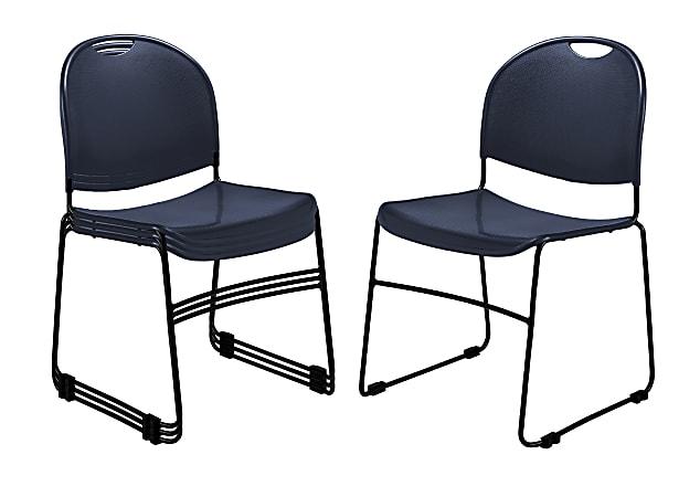 National Public Seating Commercialine Multipurpose Ultra Compact Stack Chairs, Navy/Black, Set Of 4 Chairs