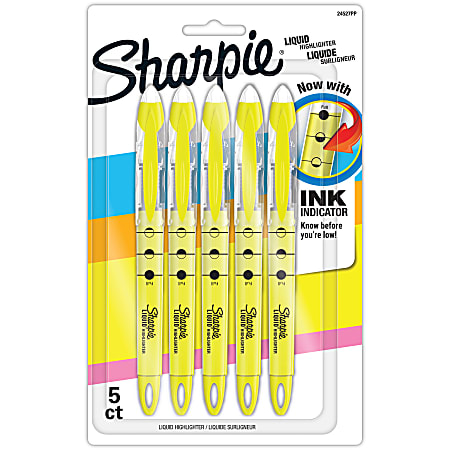Sharpie® Accent® Liquid Highlighters, Yellow, Pack Of 5