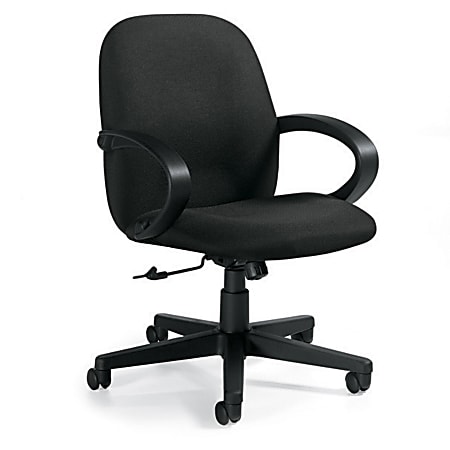 Global® Enterprise® Low-Back Tilter Chair, 39"H x 24 1/2"W x 26 "D, Black Frame, Black Fabric