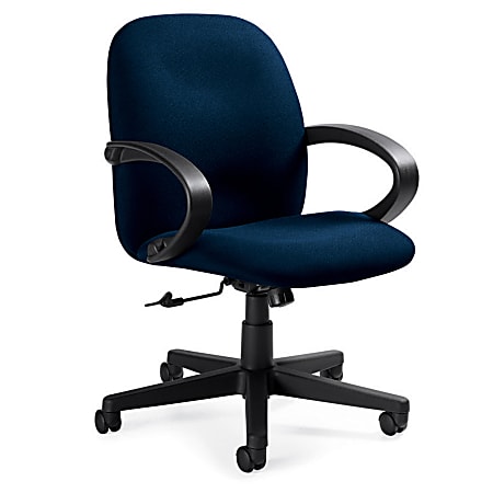Global® Enterprise® Low-Back Tilter Chair, 39"H x 24 1/2"W x 26"D, Black Frame, Navy Fabric