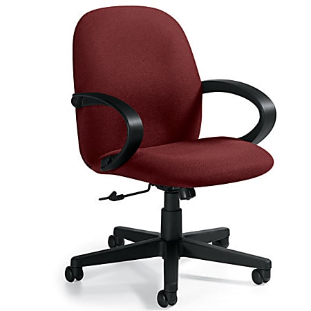 Global® Enterprise® Low-Back Tilter Chair, 39"H x 24 1/2"W x 26"D, Burgundy/Black
