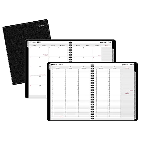 Office Depot® Brand Weekly/Monthly Planner, 8 1/2" x 11", Black, January 2018 - December 2018 (OD710800-18)