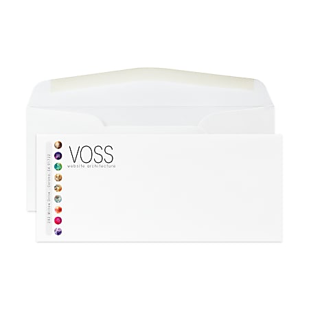 Custom Full Color #10 Flat Print Envelopes With Moisture/Gum-Seal, 4-1/8" x 9-1/2", Cougar® Opaque Smooth/White, Box Of 250 Envelopes