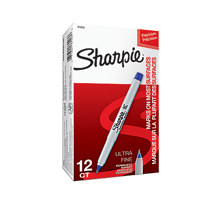 Sharpie Permanent Ultra Fine Point Markers Blue Pack Of 12 Markers