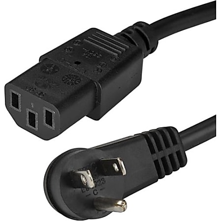 StarTech.com Right-Angle NEMA 5-15P To C13 Computer Power Cord, 10'