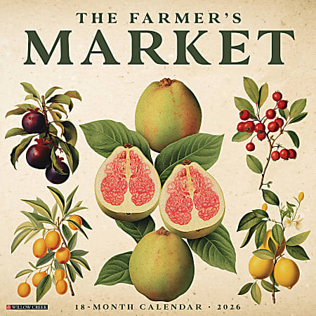 2026 Willow Creek Press Scenic Monthly Wall Calendar, 12" x 12", Farmer's Market, January To December, 51108