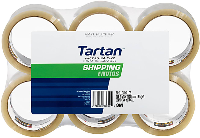 3M™ Tartan™ 3710 General Purpose Packaging Tape, 1-7/8" x 54.6 Yd., Clear, Pack Of 6 Rolls