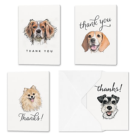 All Occasion Thank You "Delightful Dogs" Greeting Card Assortment With Blank Envelopes, 4-7/8" x 3-1/2", Pack of 24