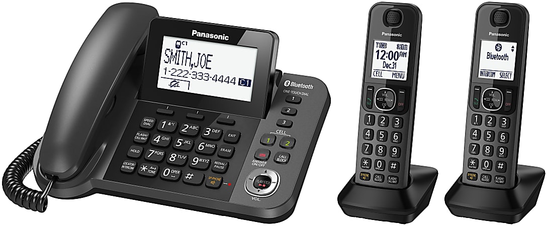 4 Handsets KX-TGE474S Silver Panasonic Link2Cell Bluetooth Cordless DECT 6.0 Expandable Phone System with Answering Machine and Enhanced Noise Reduction