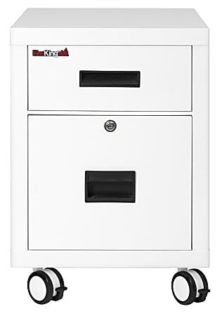 Fireking 18 W Vertical 2 Drawer Mobile Locking Fireproof File Cabinet Metal Arctic White Dock To Delivery Office Depot